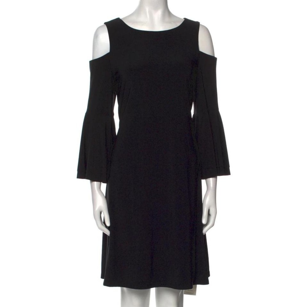 Lauren Ralph Lauren Black Cold Shoulder Bell Sleeve Dress Size 10 Jersey Knit